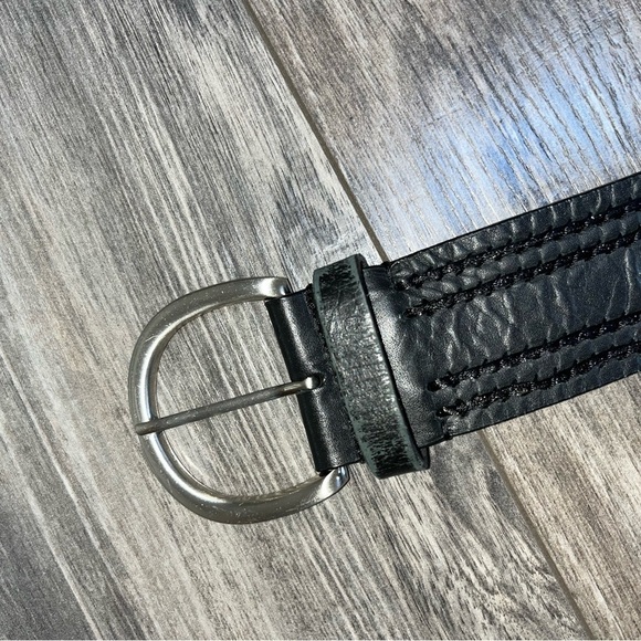 Chico’s black woven thread leather boho 90’s belt silver buckle Size Small - Picture 9 of 12